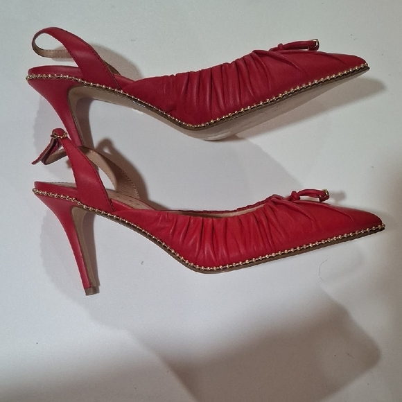Coach Women's Red Pointed Toe Heels Size 8 - Picture 7 of 11